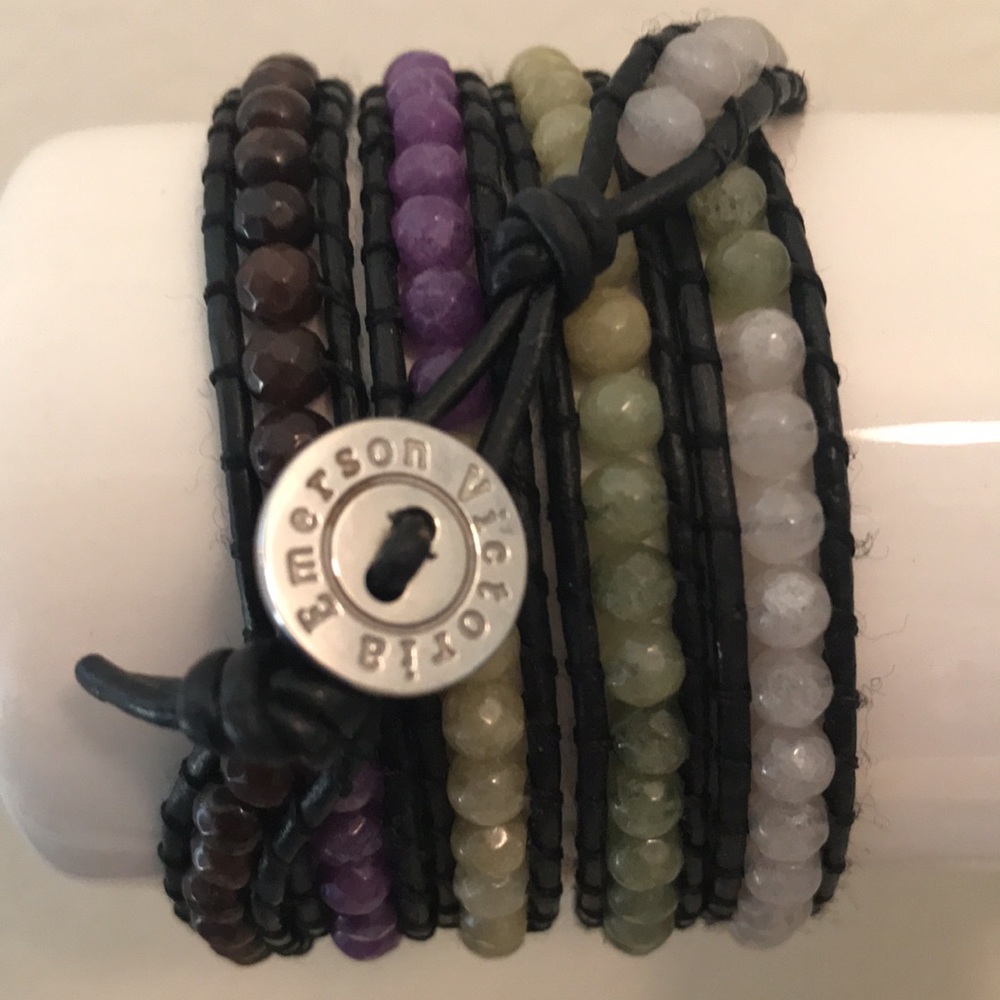 VICTORIA EMERSON 5 WRAP LEATHER BRACELET - MINT